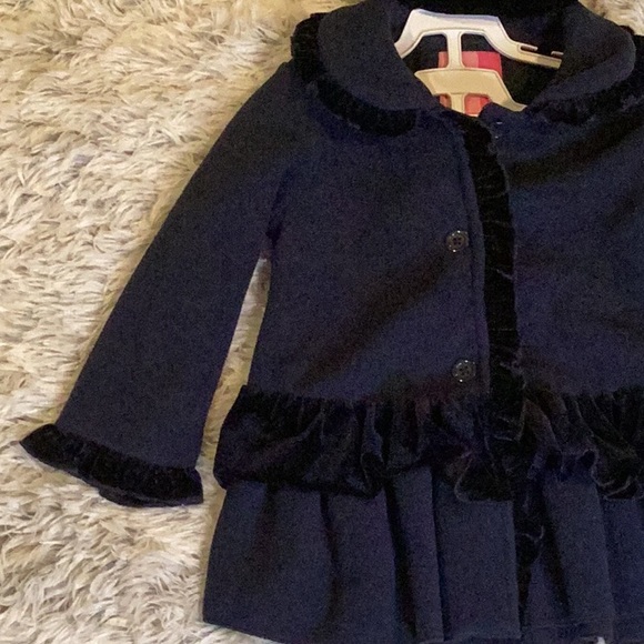 GOODLAD GIRLS NAVY VELVET RUFFLE HAT & COAT SET SZ. 3T - Picture 6 of 11